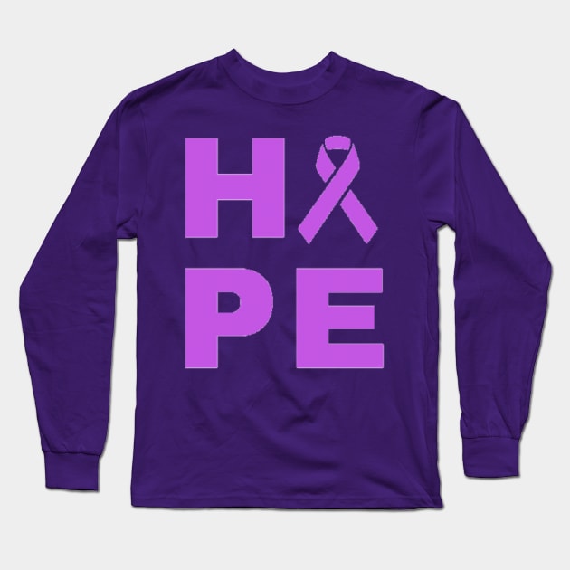 Hope Awareness Ribbon (Purple) Long Sleeve T-Shirt by CaitlynConnor